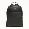 Backpack In Black Leather With Reinforced Back Panel