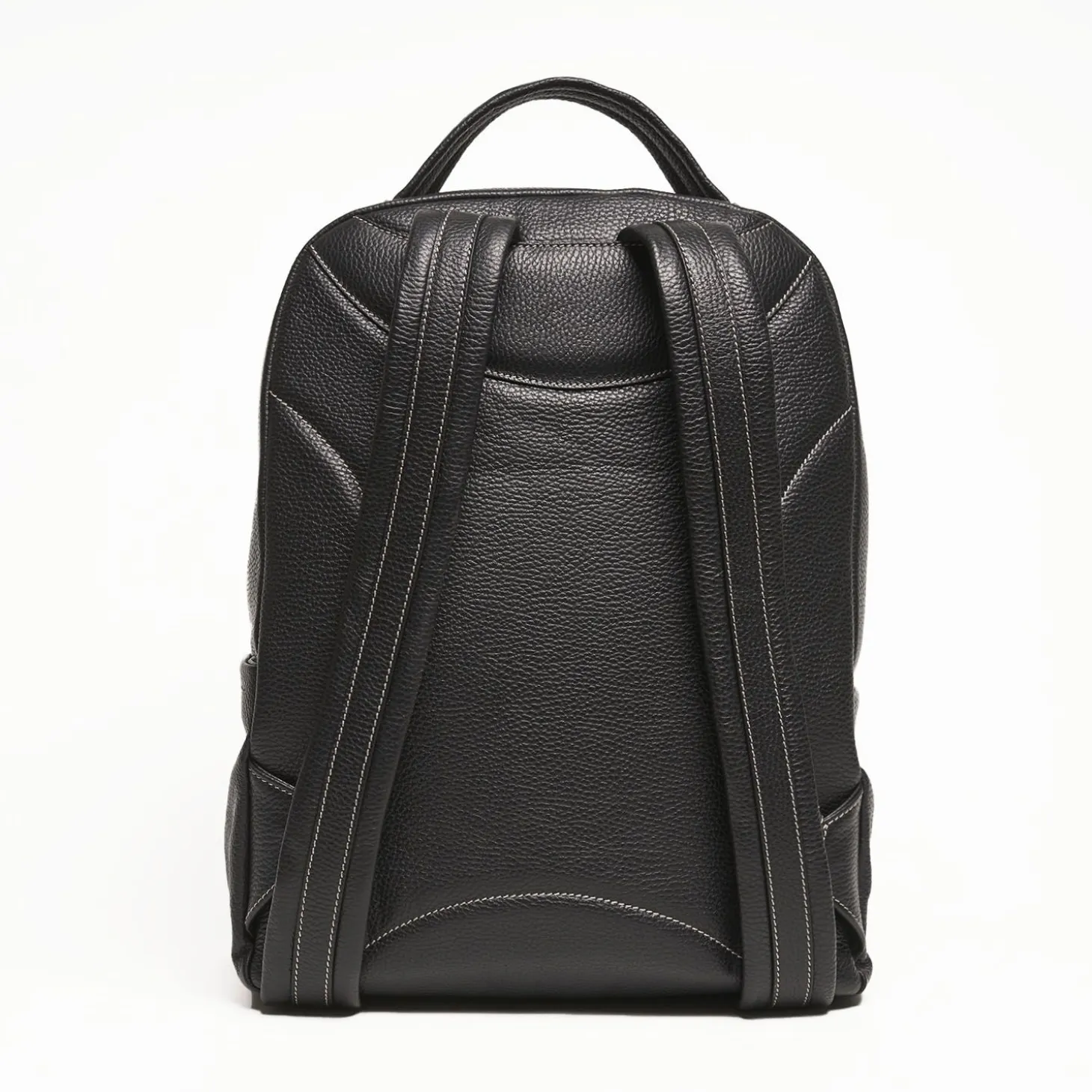Backpack In Black Leather With Reinforced Back Panel