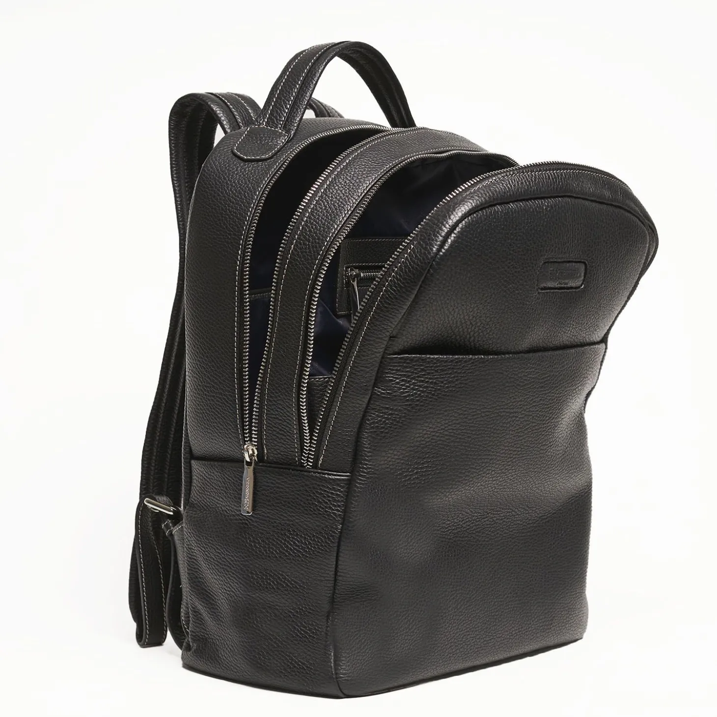 Backpack In Black Leather With Reinforced Back Panel