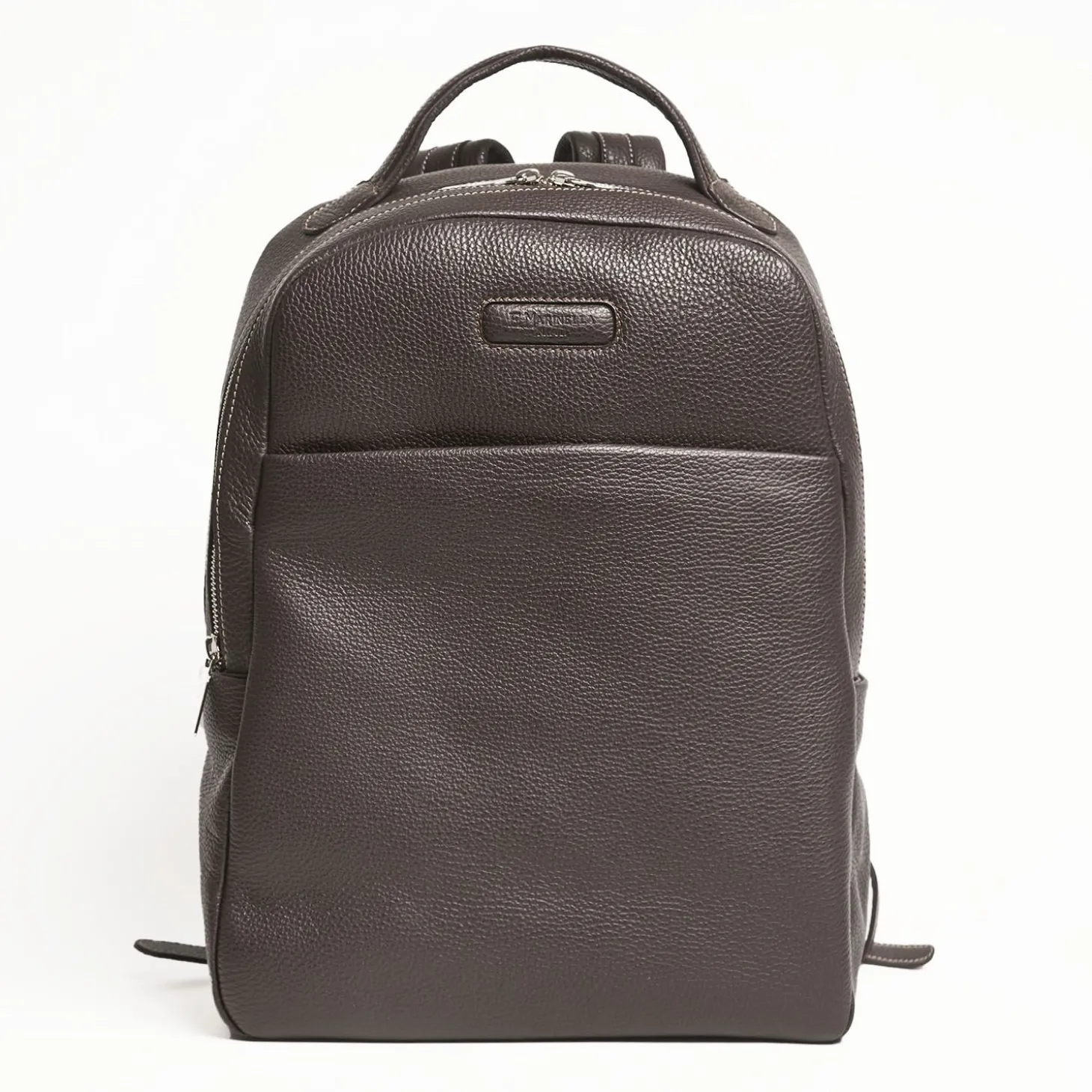 Backpack In Dark Brown Leather With Reinforced Back Panel
