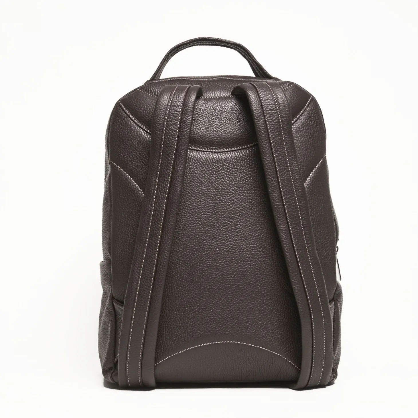 Backpack In Dark Brown Leather With Reinforced Back Panel
