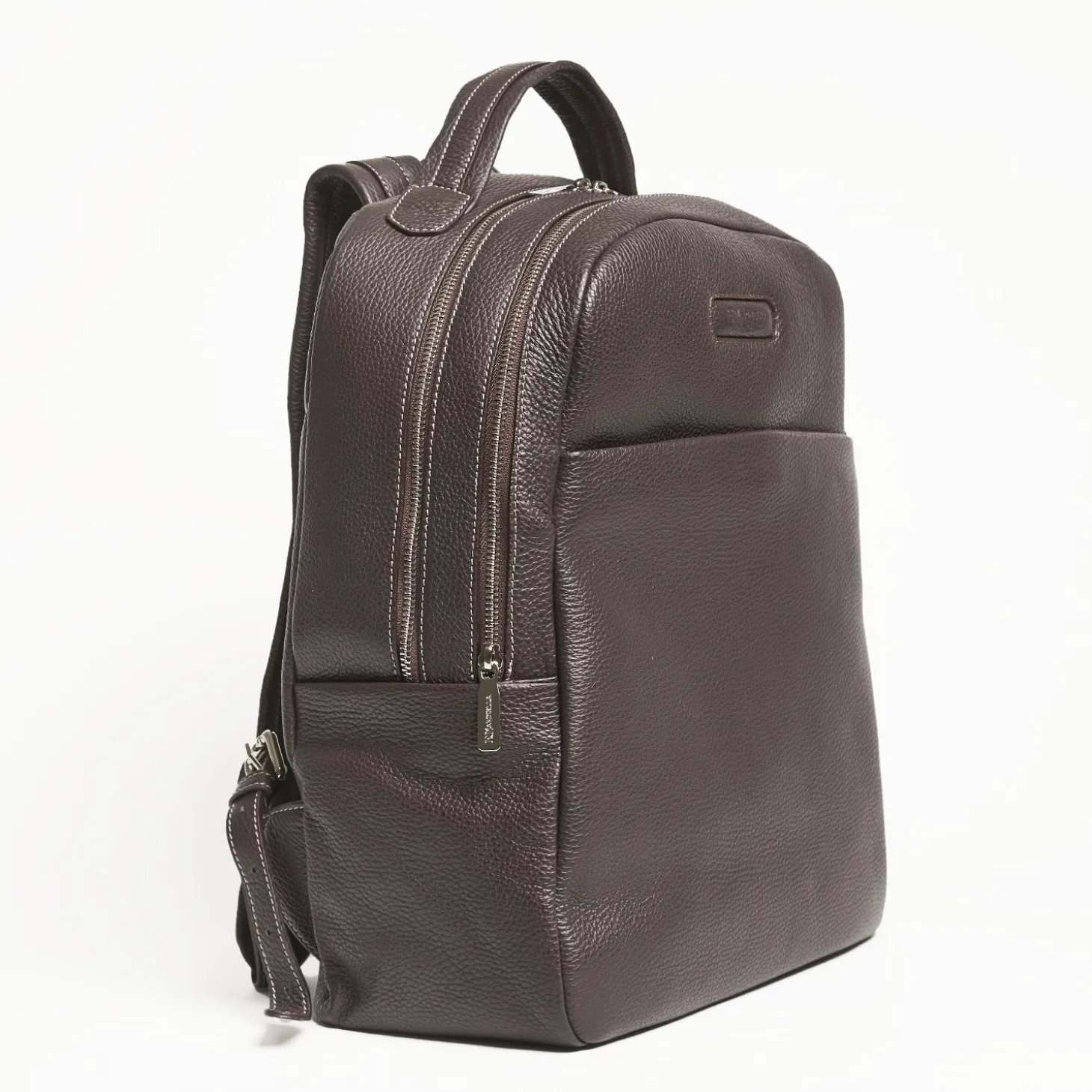 Backpack In Dark Brown Leather With Reinforced Back Panel