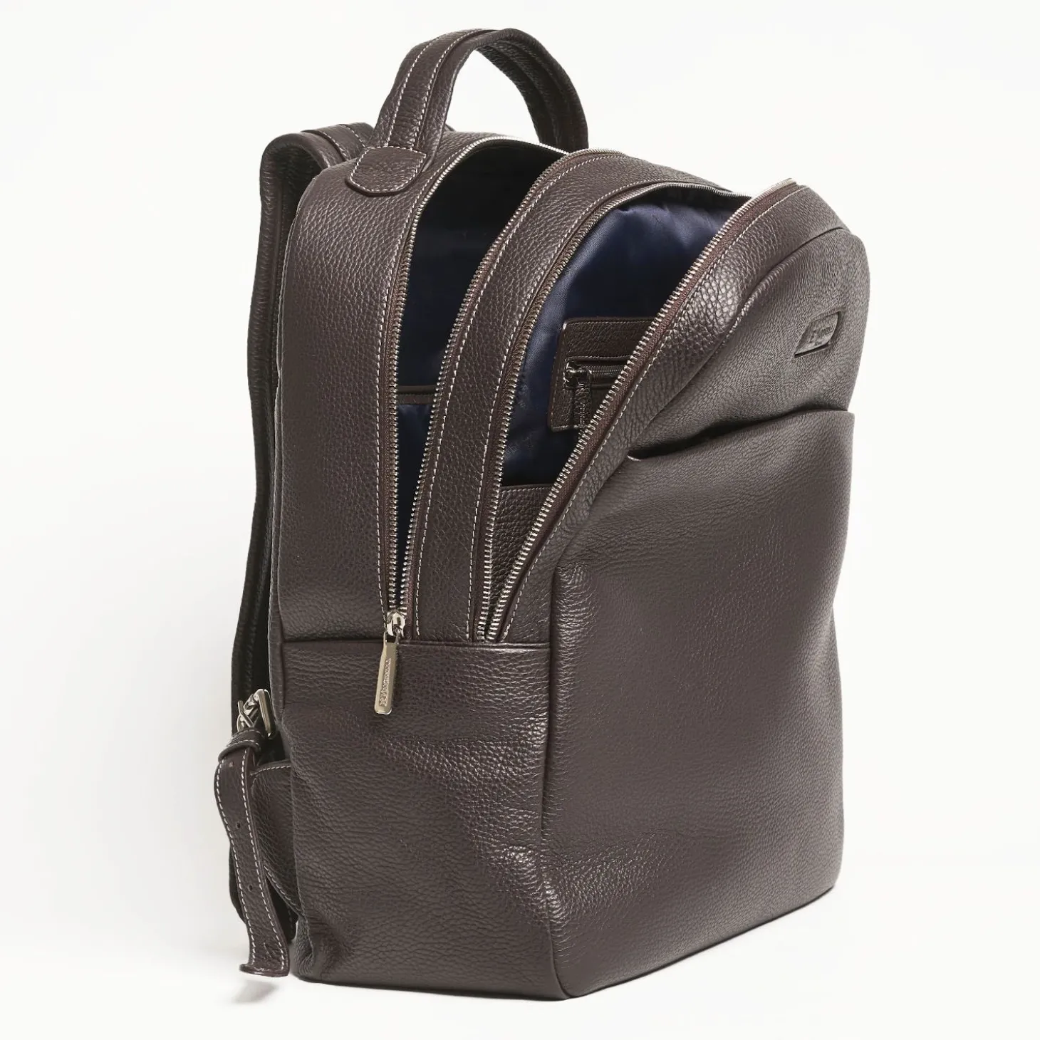 Backpack In Dark Brown Leather With Reinforced Back Panel