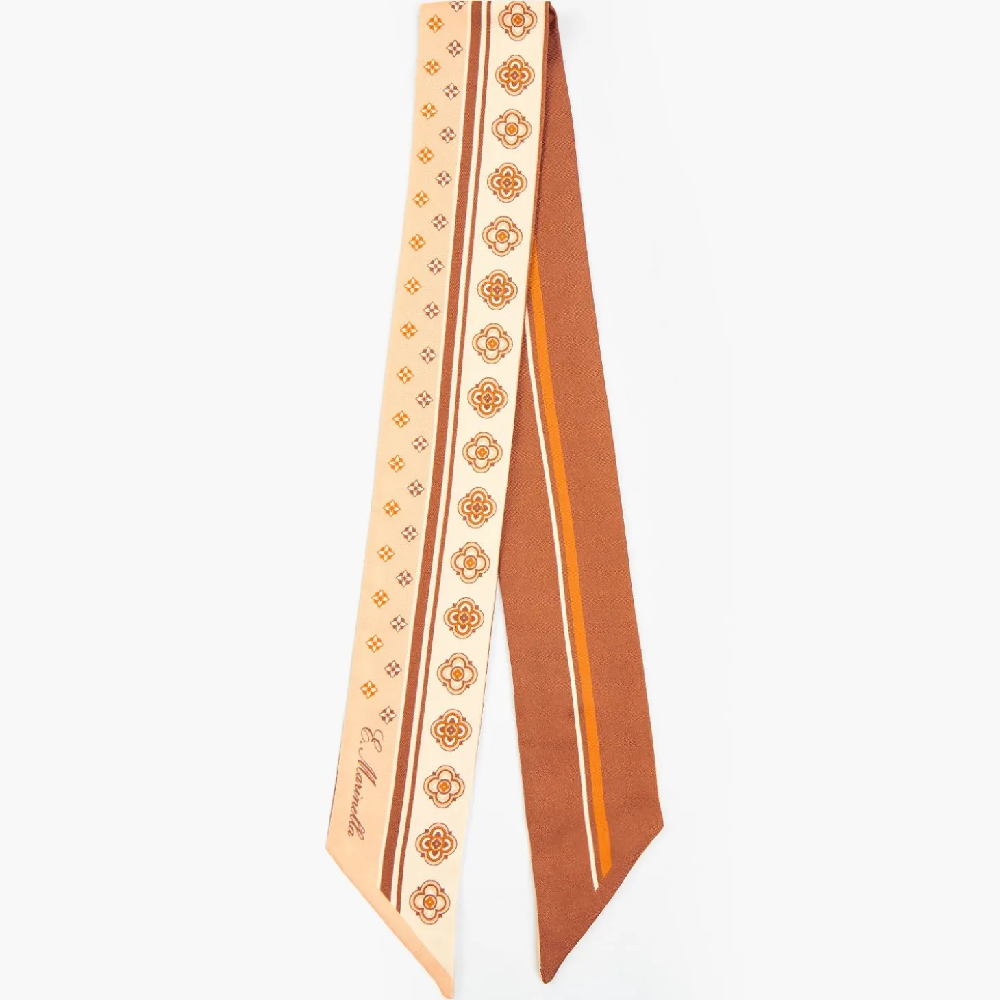 Beige And Brown Silk Twilly