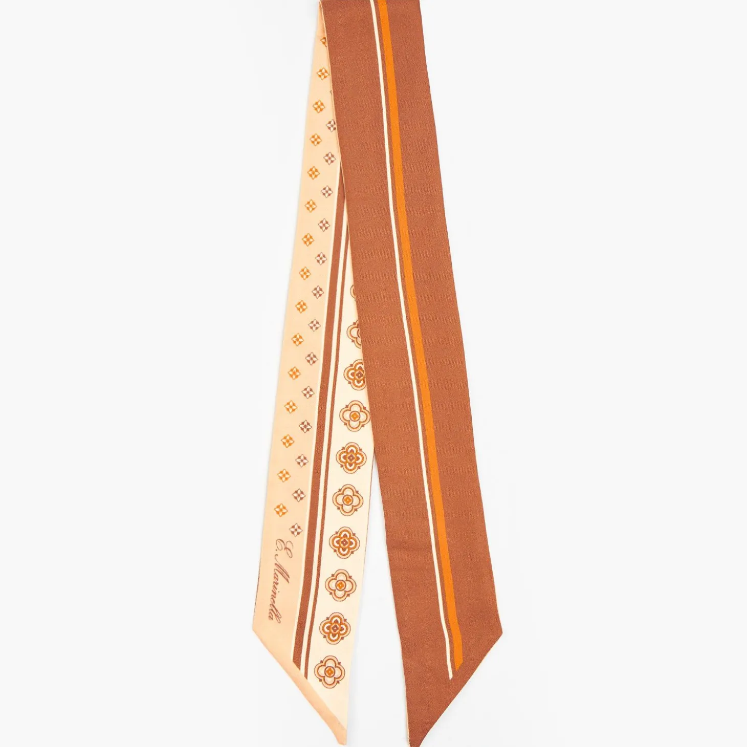 Beige And Brown Silk Twilly