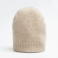 Beige And White Bicolor Cashmere Beanie