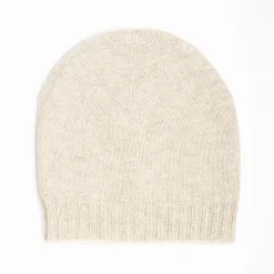Beige And White Bicolor Cashmere Beanie