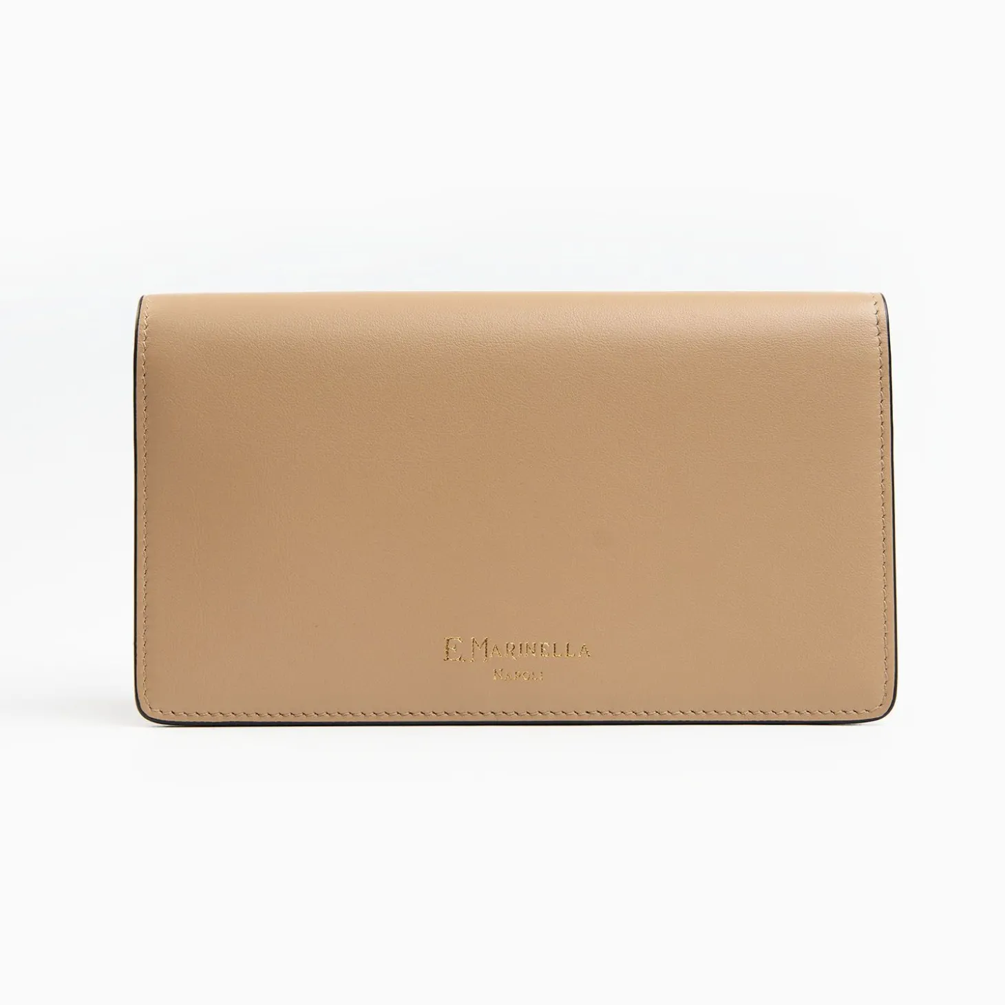 Beige Big Wallet In Soft Leather