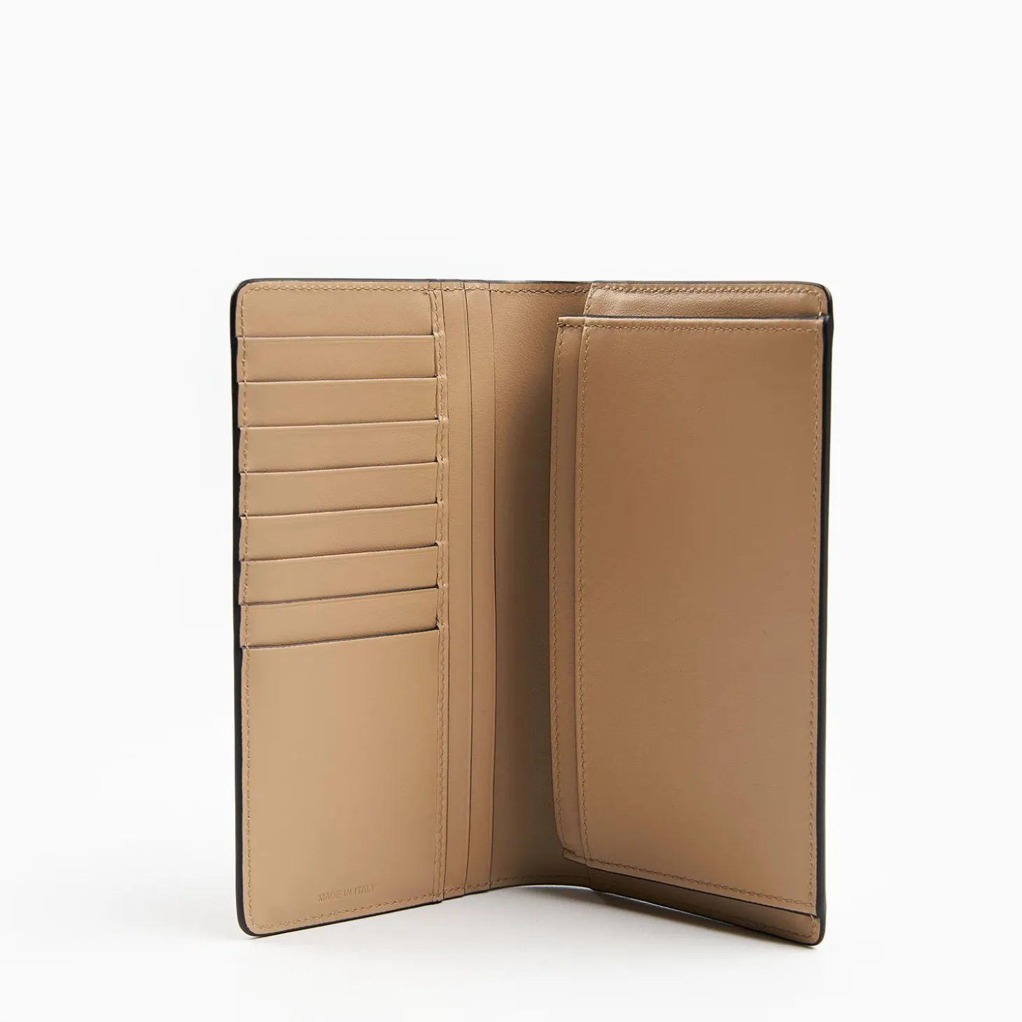 Beige Big Wallet In Soft Leather