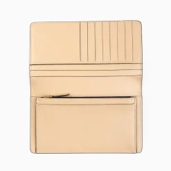 Beige Big Wallet In Soft Leather