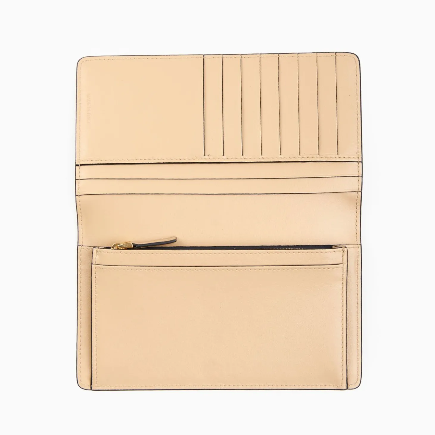 Beige Big Wallet In Soft Leather