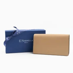 Beige Big Wallet In Soft Leather