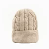 Beige Cashmere Braid Beanie