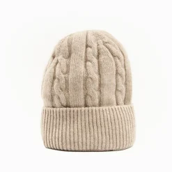 Beige Cashmere Braid Beanie
