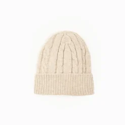 Beige Cashmere Braid Beanie