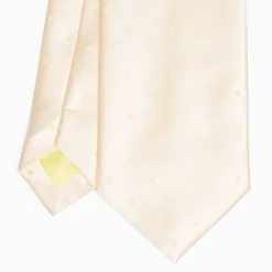 Beige Cerimonial Silk Satin Tie Polka Dot Pattern