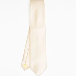 Beige Cerimonial Silk Satin Tie Polka Dot Pattern
