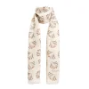 Beige Cotton And Linen Scarf - Brown Fans