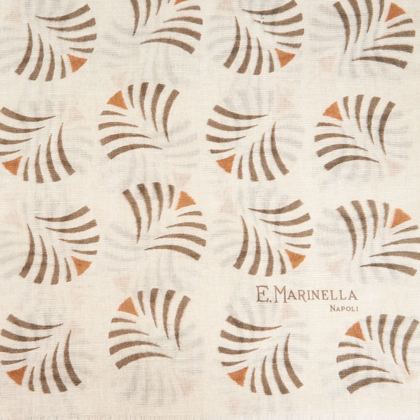 Beige Cotton And Linen Scarf - Brown Fans