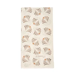 Beige Cotton And Linen Scarf - Brown Fans