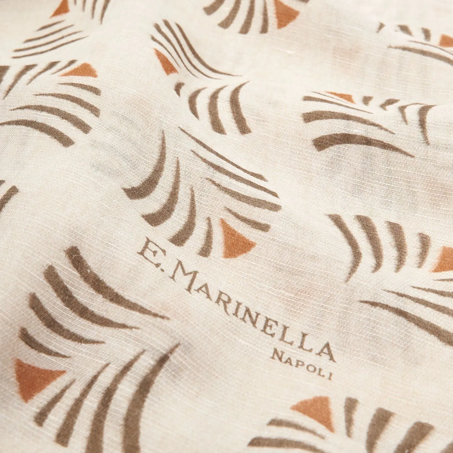 Beige Cotton And Linen Scarf - Brown Fans