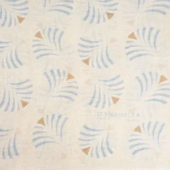 Beige Cotton And Linen Scarf - Light Blue Fans