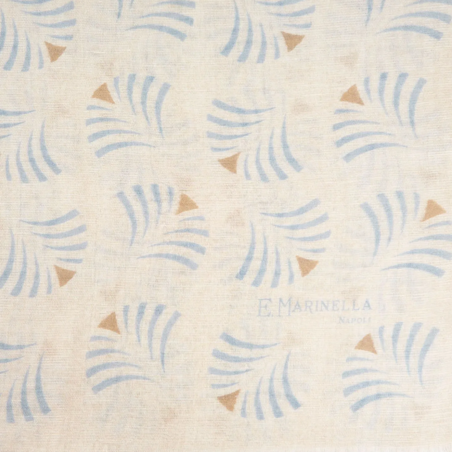 Beige Cotton And Linen Scarf - Light Blue Fans