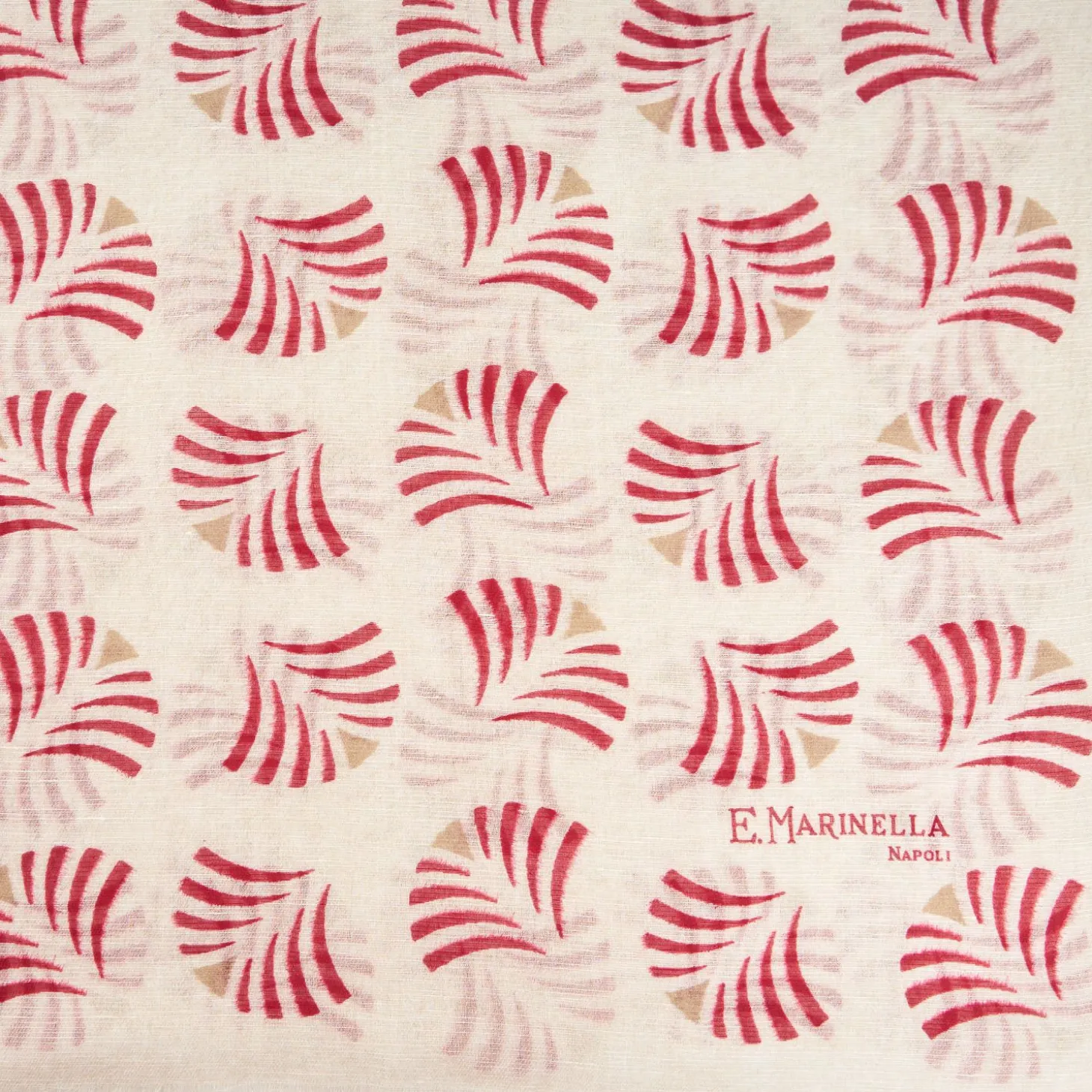 Beige Cotton And Linen Scarf - Red Fans