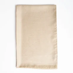 Beige Em Logo Scarf In Wool And Cashmere