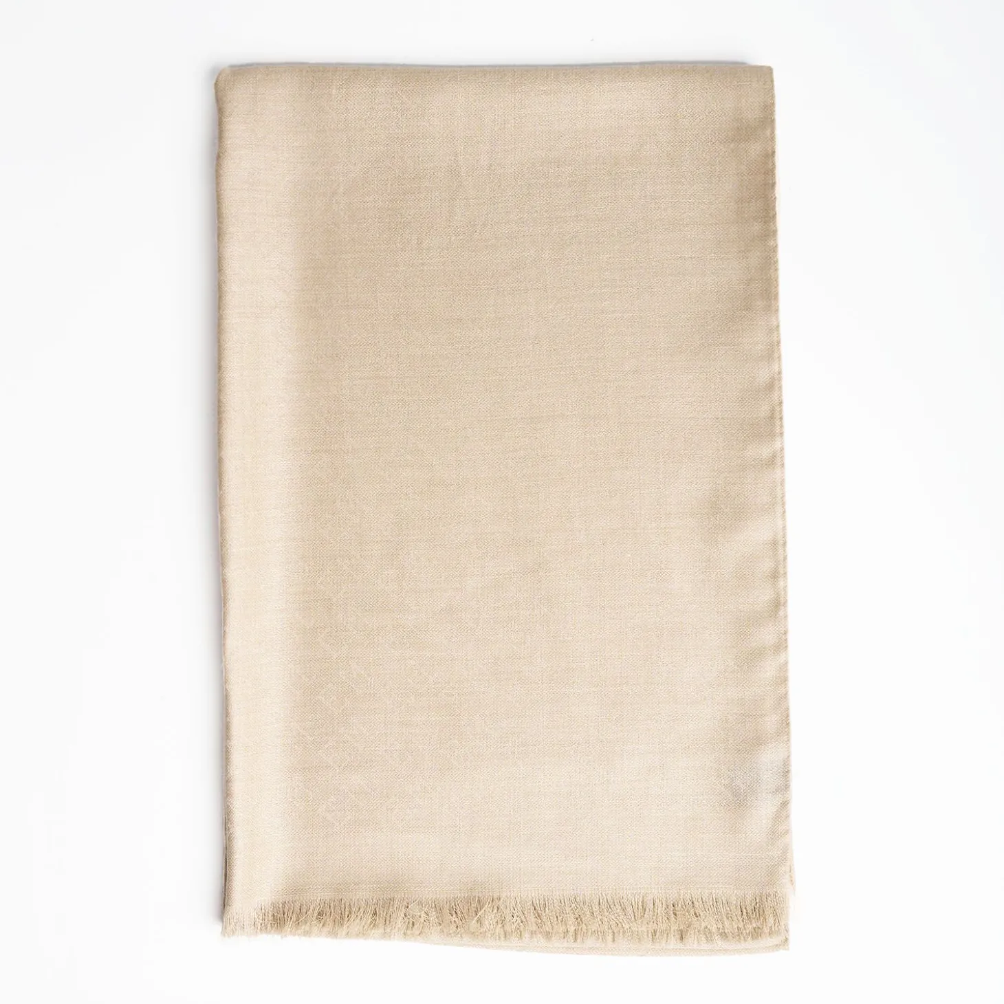 Beige Em Logo Scarf In Wool And Cashmere