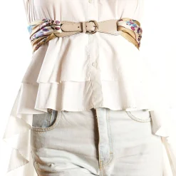 Beige Leather Scarf-Buckle