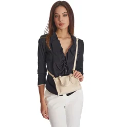 Beige Mini Shopping Bag In Hammered Leather