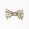 Beige Pre-Knotted Silk Bowtie - Small Geometric Pattern
