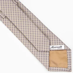 Beige Sartorial Jacquard Silk Tie - Small Flower Pattern