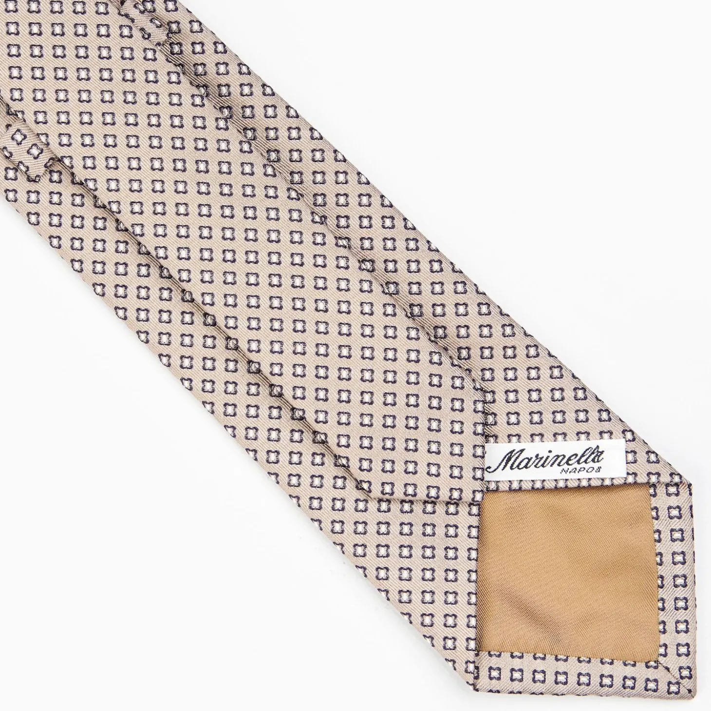Beige Sartorial Jacquard Silk Tie - Small Flower Pattern