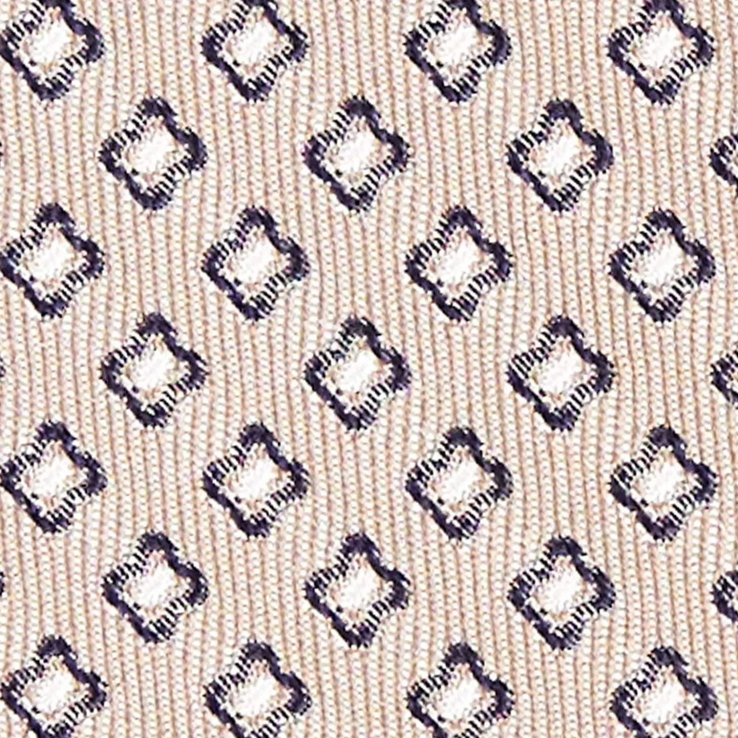 Beige Sartorial Jacquard Silk Tie - Small Flower Pattern