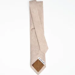 Beige Sartorial Linen And Cotton Tie Solid Color