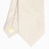 Beige Sartorial Linen And Cotton Tie - Solid Color