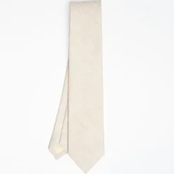 Beige Sartorial Linen And Cotton Tie - Solid Color