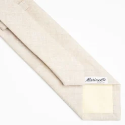 Beige Sartorial Linen And Cotton Tie - Solid Color