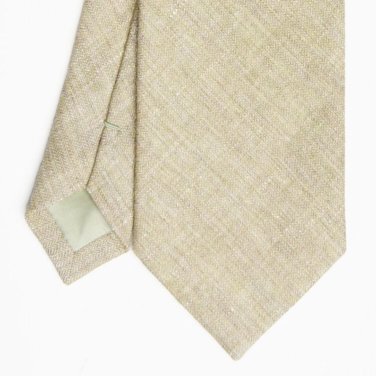 Beige Sartorial Linen And Cotton Tie - Solid Color
