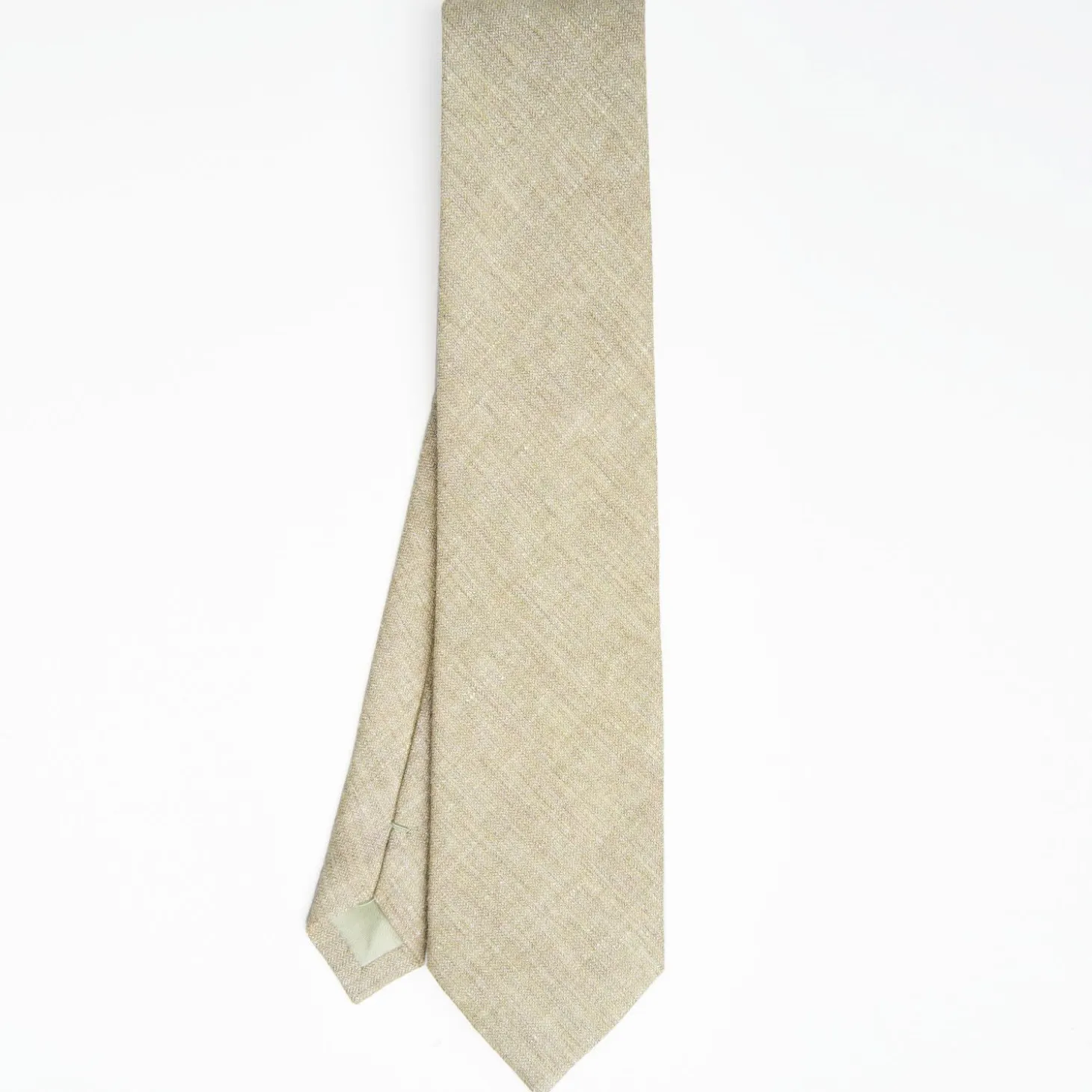 Beige Sartorial Linen And Cotton Tie - Solid Color