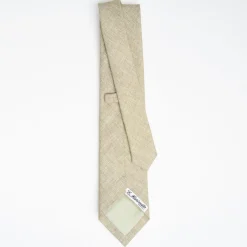 Beige Sartorial Linen And Cotton Tie - Solid Color