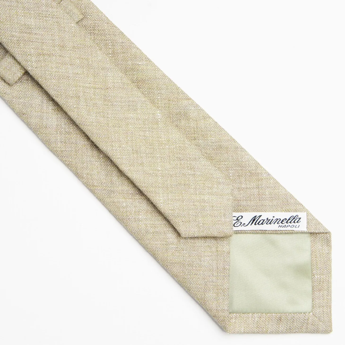 Beige Sartorial Linen And Cotton Tie - Solid Color