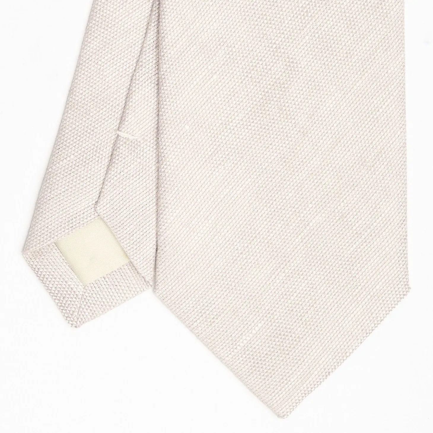 Beige Sartorial Linen Tie Solid Color
