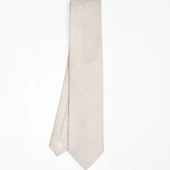 Beige Sartorial Linen Tie Solid Color