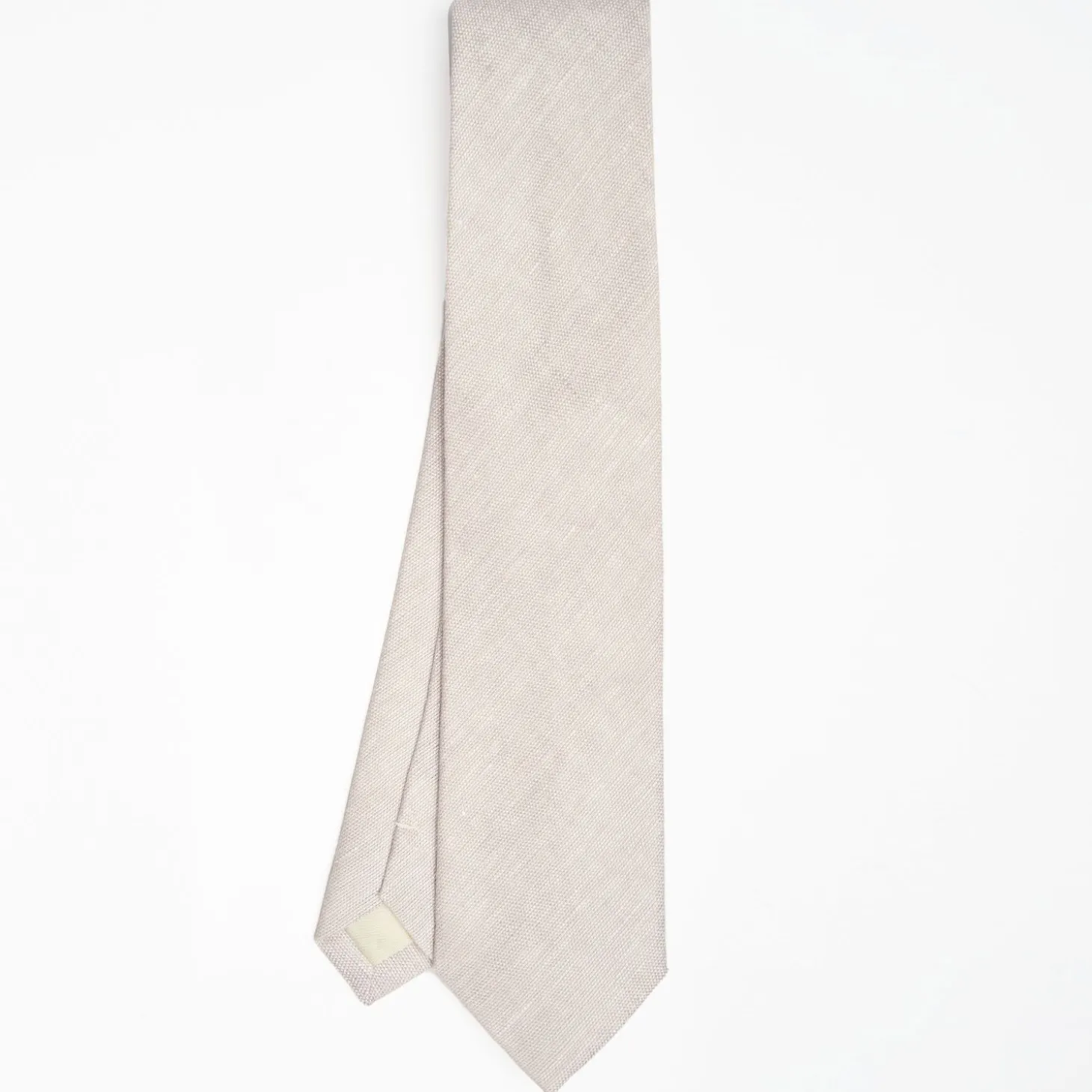 Beige Sartorial Linen Tie Solid Color