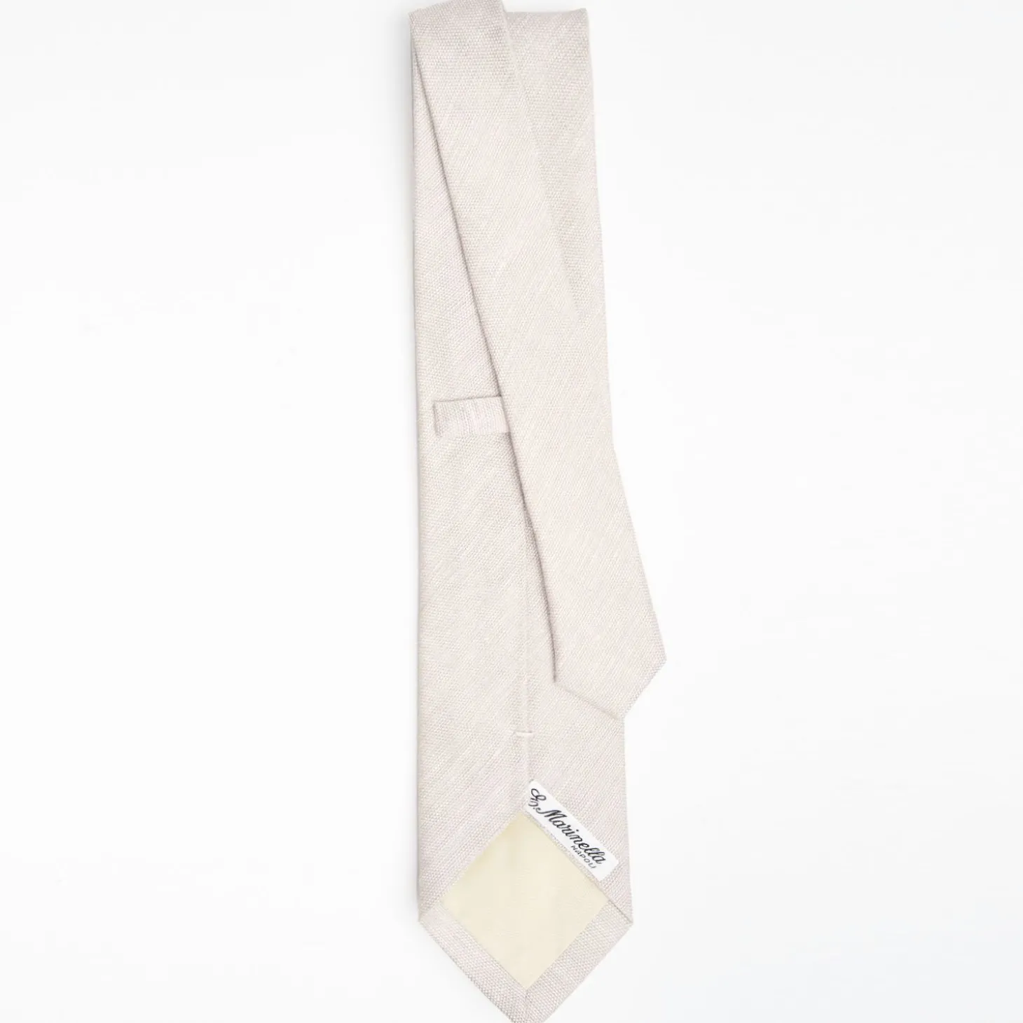 Beige Sartorial Linen Tie Solid Color