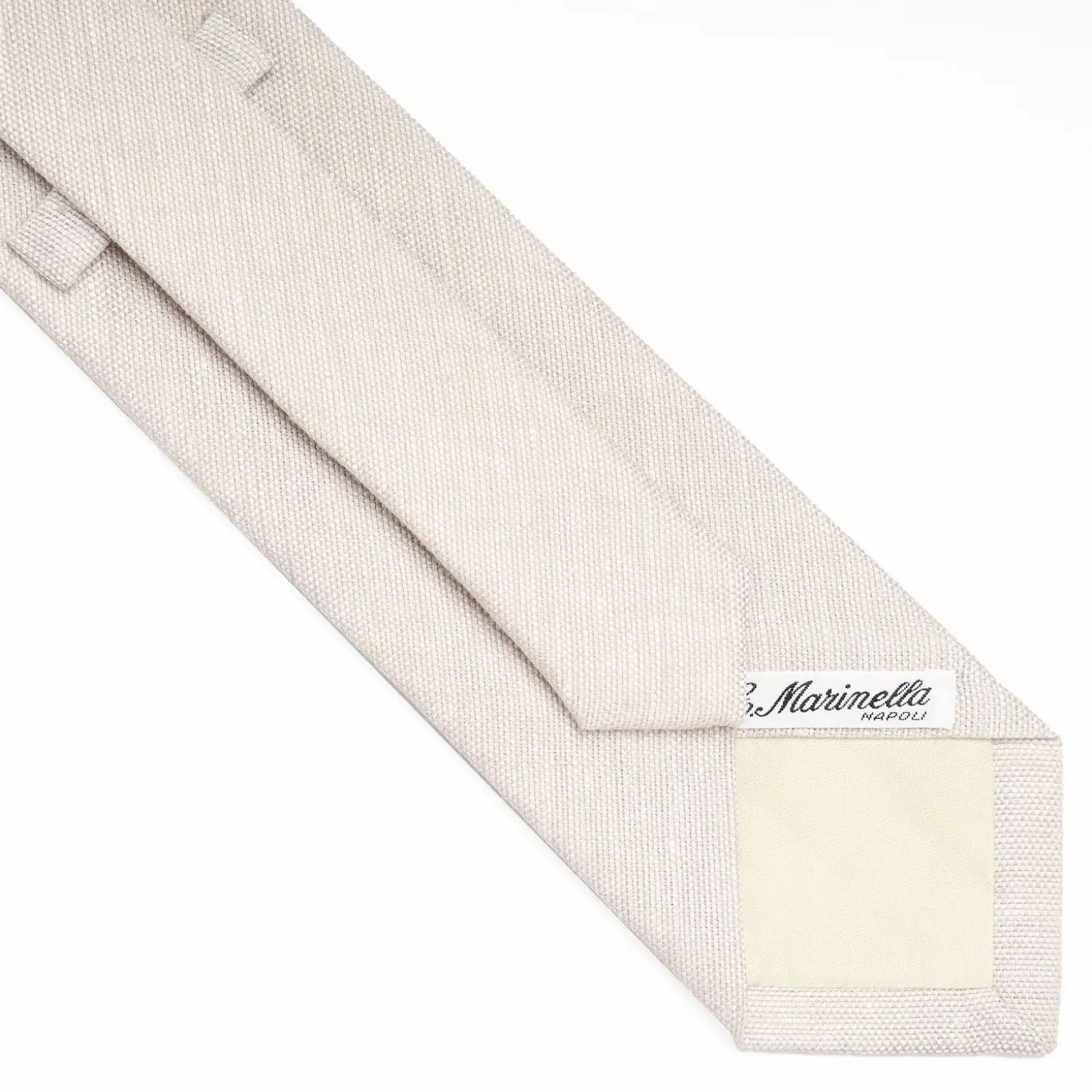 Beige Sartorial Linen Tie Solid Color