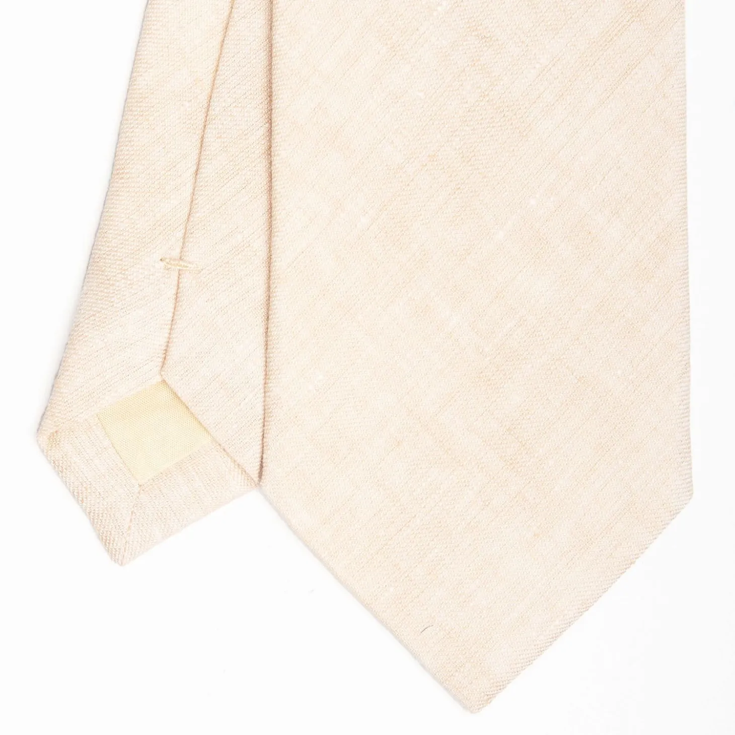 Beige Sartorial Linen Tie Solid Color